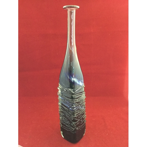 106 - Mdina: A tall bottle vase, graduating from amethyst coloured neck to blue/green body -