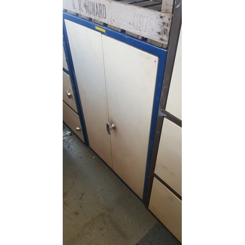 355 - An industrial steel cupboard/locker, 
with pair of doors -