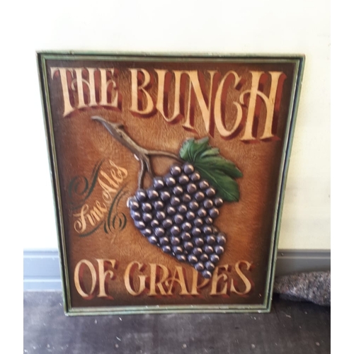 364 - An antique style carved and painted wood pub sign, 'The Bunch of Grapes' -