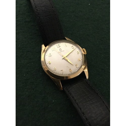 40 - Omega: A gent's 9ct gold wristwatch, boxed -