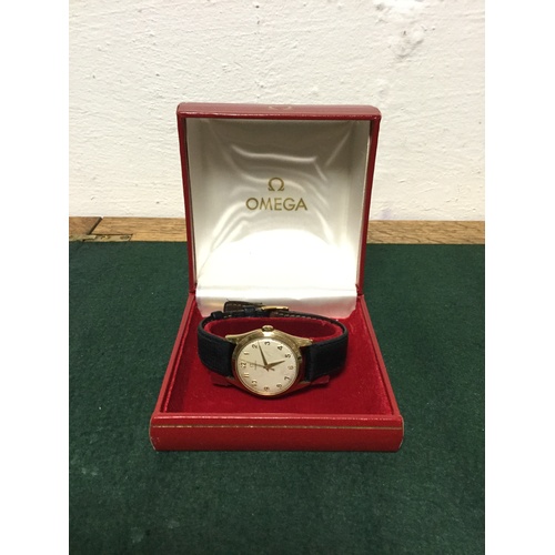 40 - Omega: A gent's 9ct gold wristwatch, boxed -