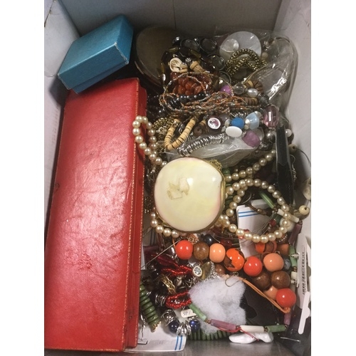 78 - A quantity of costume jewellery, compact, purse, fan etc -