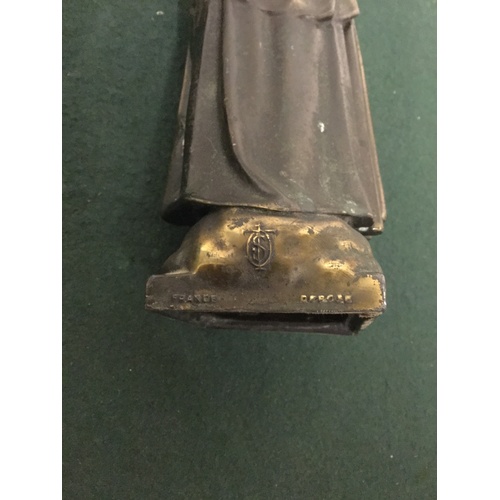 94 - A French bronzed figure of Mary, holding a crucifix and flowers (a/f) -