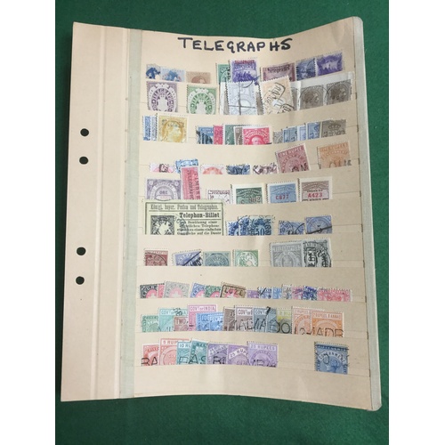 218 - Stamps: Telegraphs, one stock page, various countries -