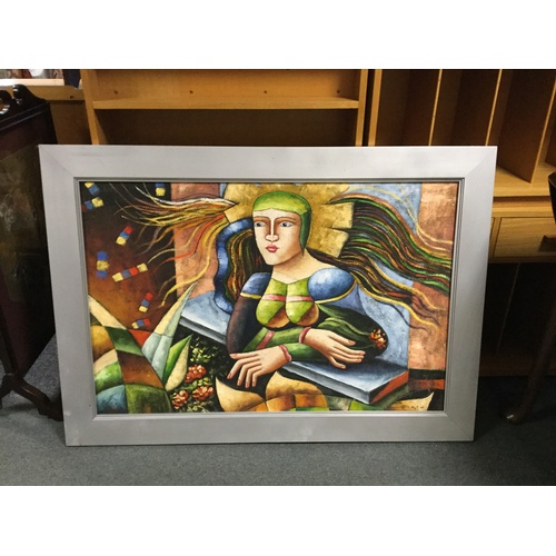 191 - 20th Century School - 
Portrait of a lady, indistinctly signed -