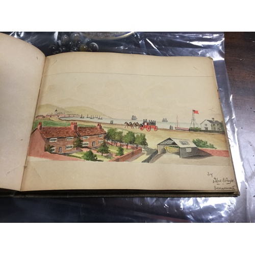 196 - An interesting early 20th century artists sketch book, containing marine studies, interior scenes et... 