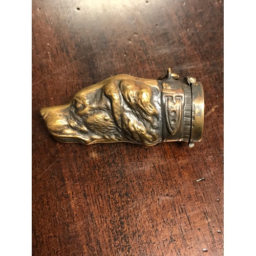 298 - A modern brass dog's head vesta case -