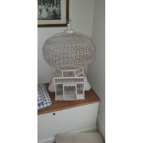 328 - A late Victorian/Edwardian wirework bridcage -