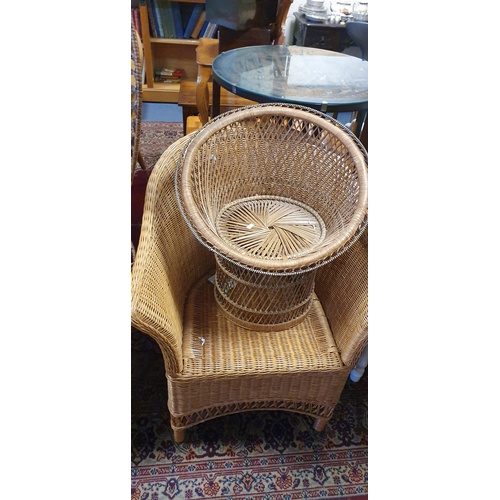 336 - A wicker chair and a small canework chair (2) -