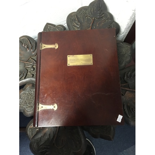 348 - A table top box designed as a brass bound book -