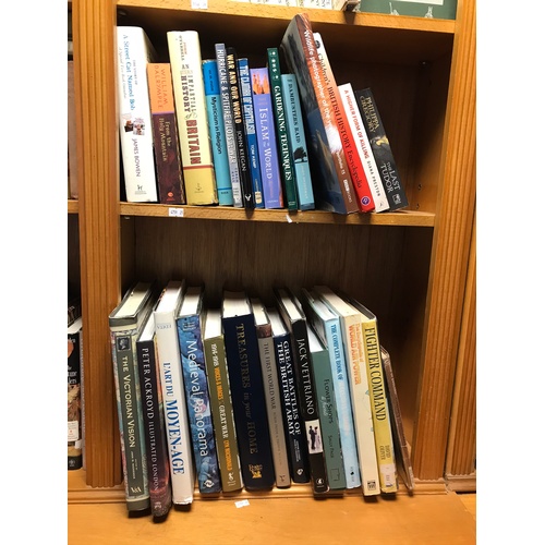 212 - Two shelves of books, including military and history -