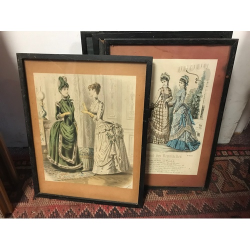 192 - A mixed lot of pictures and prints, including Morden map of Monmouth, fashion plates etc -