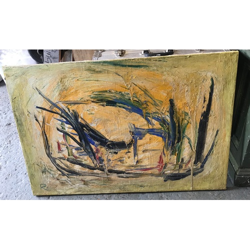 195 - 20th Century School - 
Abstract, oil on canvas, signed with an R, unframed -