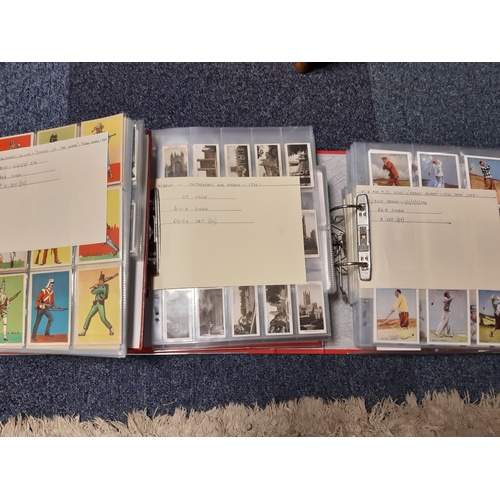 230 - Cigarette Cards: A quantity of cards, in three folders, mostly in sets -