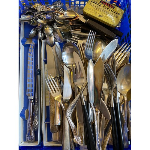 6 - A small quantity of silver plate, including flatware, two pairs of knife rests etc -