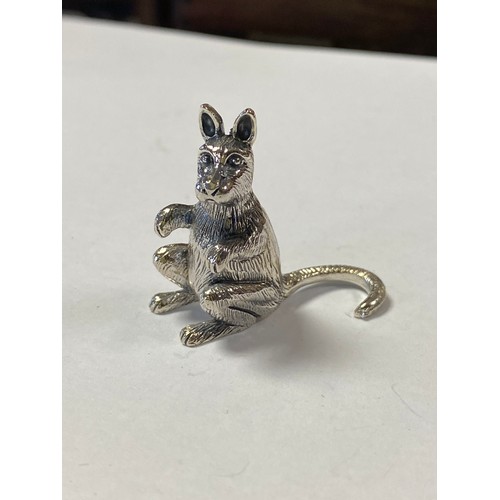 60 - A modern miniature silver model of a kangaroo -