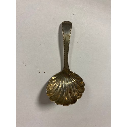 45 - A George III silver caddy spoon, Richard Crossley, London 1784, with shell shaped bowl -