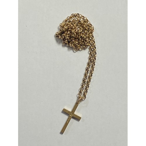 52 - A 9ct gold cross pendant on chain -