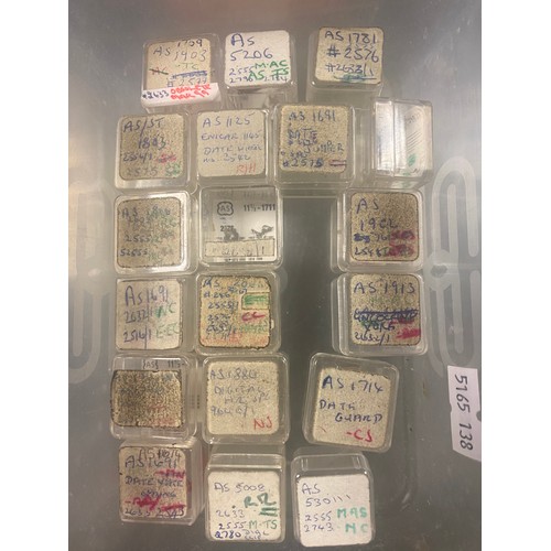 65 - A tray of labelled watch parts/components -