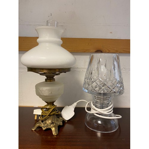 404 - A cut glass table lamp and another frosted glass lamp (2) -