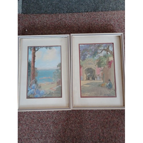 109 - A group of four pictures, including a pair of watercolours of Madeira (4) -