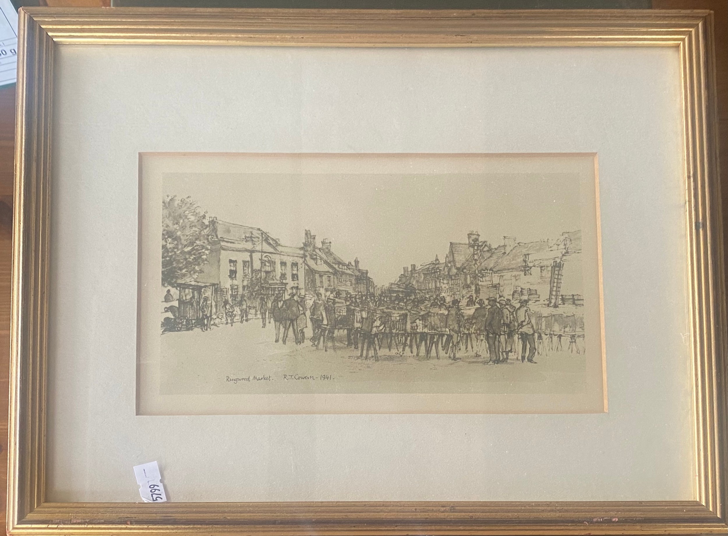 A mixed lot of prints, including a 1940's view of Ringwood Market