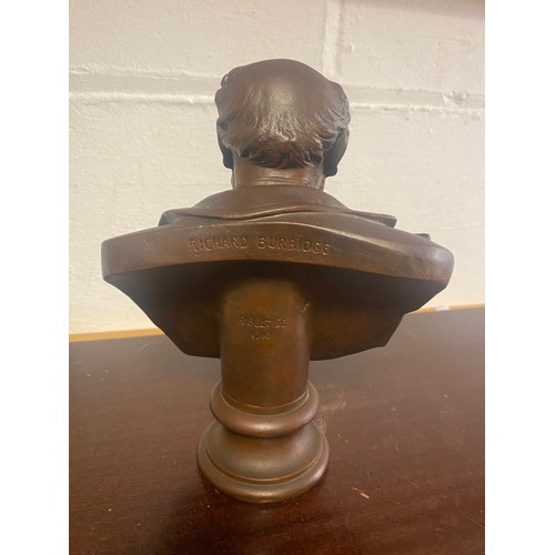 54 - An early 20th century bronze bust of Sir Richard Burbidge by R Bell, dated 1910 -