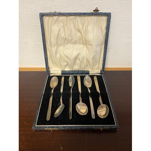 33 - A set of six mid 20th century white metal teaspoons -