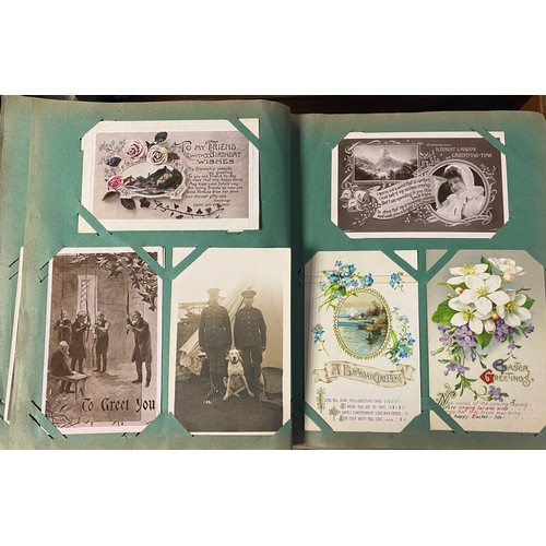 250 - Postcards: an album of approximately 300 postcards, including military, greetings and topographical ... 