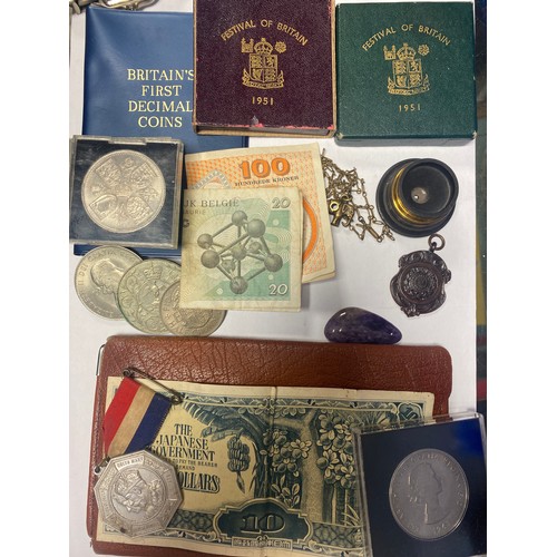 161 - A mixed lot of collectables, including coins, postcards, lighters and pocket knives etc -