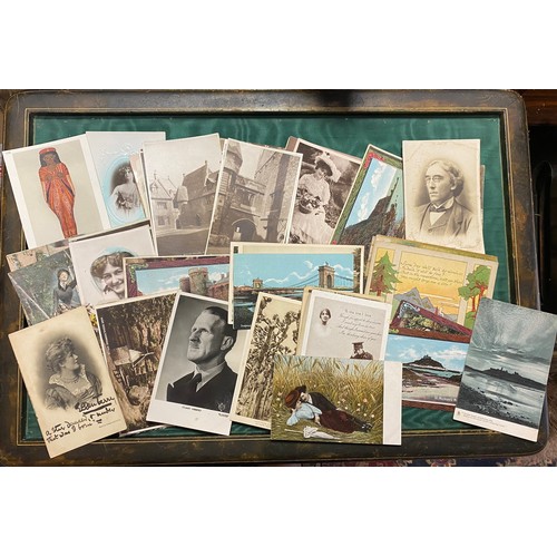 228 - Postcards: approximately 160 vintage postcards, including actors and actresses, topographical and gr... 