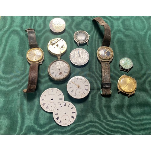 17 - A small quantity of wristwatches, pocket watch movement and dials -