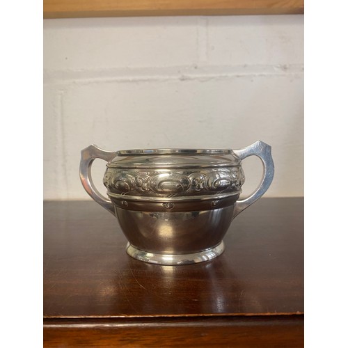 1 - A Danish silver two handled bowl, foreign control marks, embossed with Art Nouveau style decoration ... 