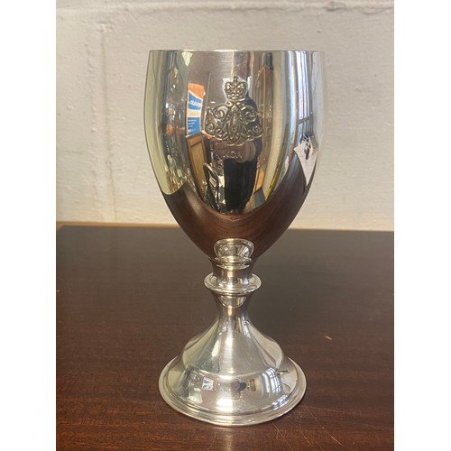 3 - A modern silver cup, London 1973, engraved with initials -