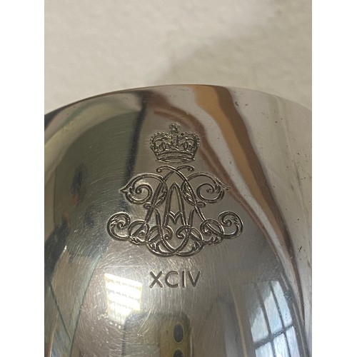 3 - A modern silver cup, London 1973, engraved with initials -