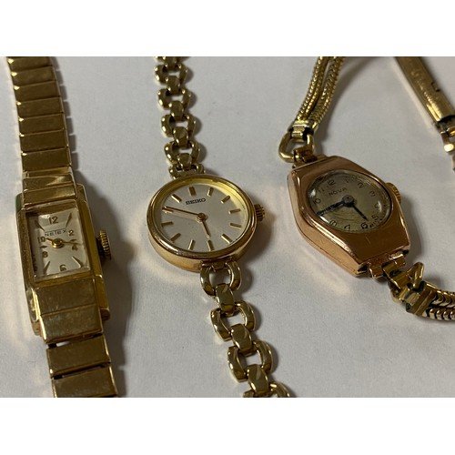 46 - A lady's 9ct gold cased wristwatch, to flexible bracelet strap, together with another 9ct gold watch... 