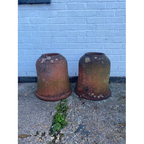 458 - A pair of terracotta rhubarb forcers -