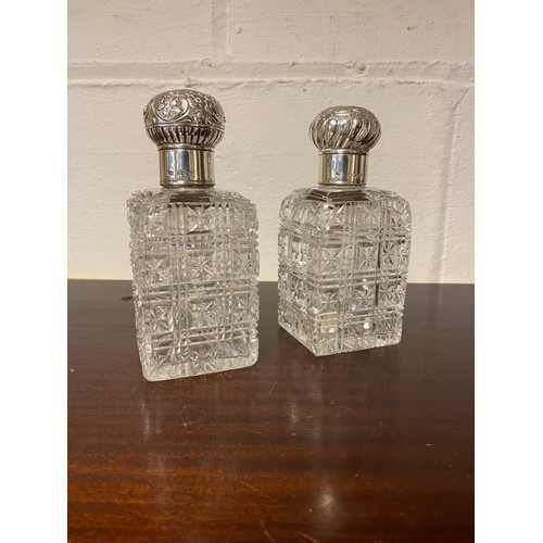 80 - A pair of Victorian silver covered toilet bottles, London 1887 -