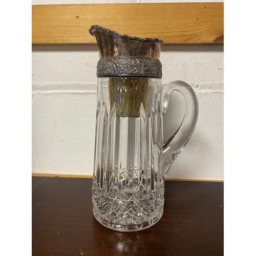 12 - A late Victorian/Edwardian lemonade jug, with plated mounts -