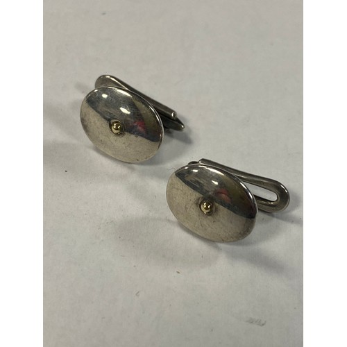 24 - A pair of Georg Jensen, silver cufflinks, oval, signed -