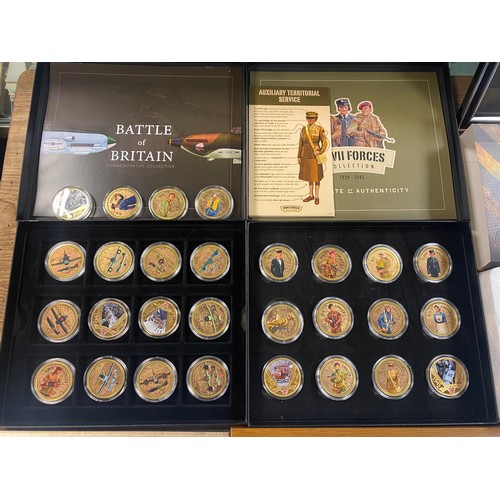 297 - Westminster Collection WW2 commemoratives, together with other coins and framed ephemera -