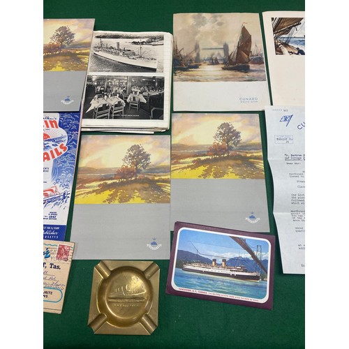 305 - Ephemera: a quantity of ephemera related to Cunard White Star Line, including 1940's RMS Queen Eliza... 