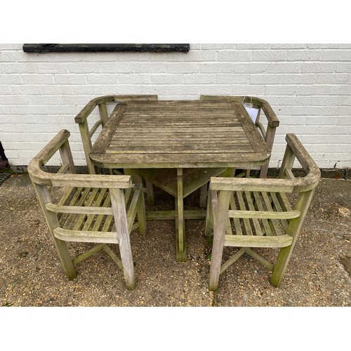 468 - A reclaimed teak garden set, constructed from timbers from SS Begum -