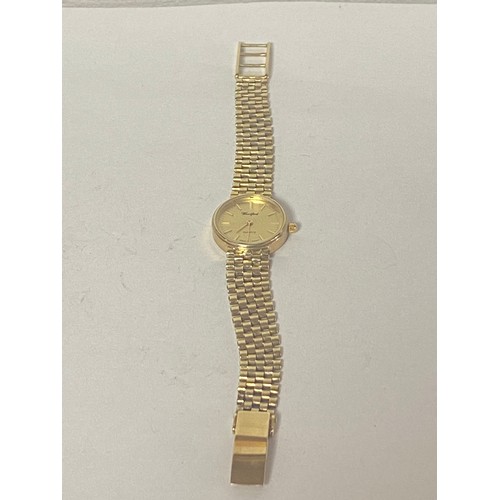 66 - A lady's 9ct gold wristwatch, the Woodford signed dial with baton markers, to flexible bracelet stra... 