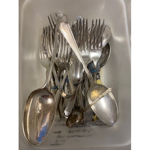 106 - A quantity of silver plated cutlery and flatware, footed bowls etc -