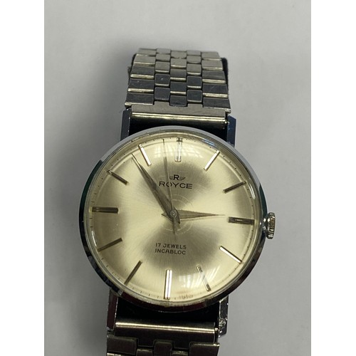 18 - A gent's Royce wristwatch, an Accurist wristwatch and an Indian pocket watch on chain -