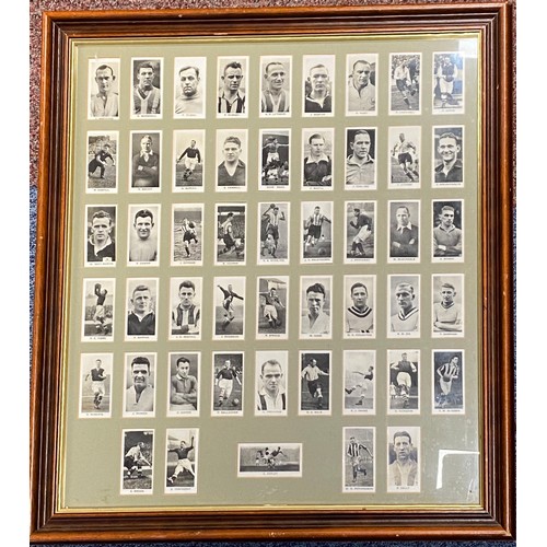 266 - Cigarette cards: a framed display of John Sinclair Ltd English and Scottish Football Stars cards and... 