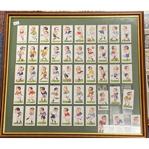 266 - Cigarette cards: a framed display of John Sinclair Ltd English and Scottish Football Stars cards and... 