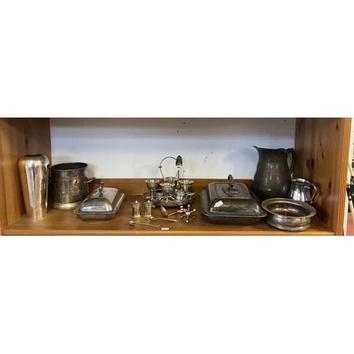 36 - A quantity of silver plated wares, to include serving dishes, cruet etc -