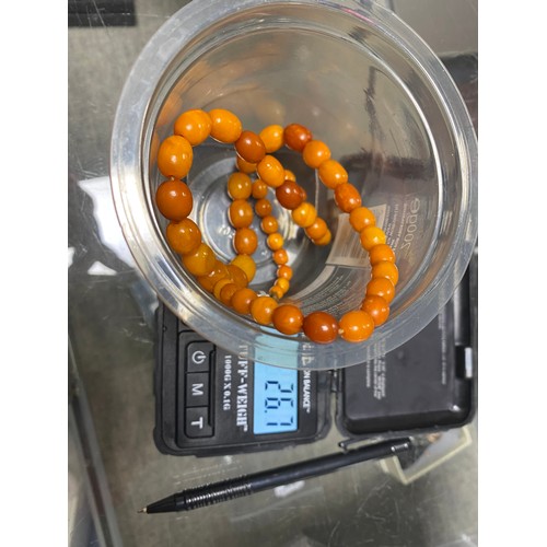 50 - A single row of graduated amber beads -